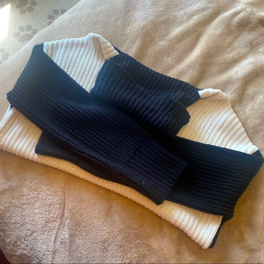 Color block turtleneck sweater